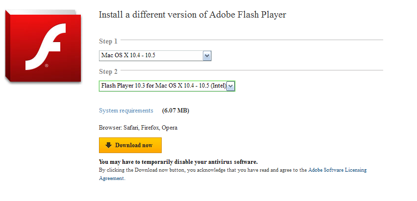 Flash Player 10.5 Mac Download